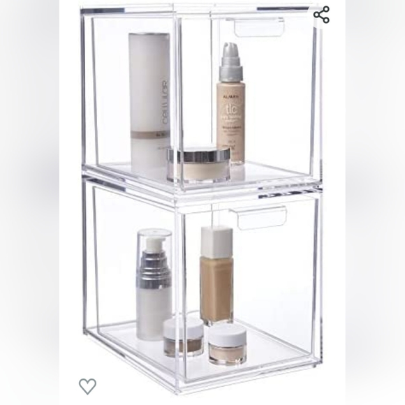 STORi Audrey Stackable Clear Plastic Organizer Drawers | 2 Piece Set | 6.75-Inch - Picture 3 of 7